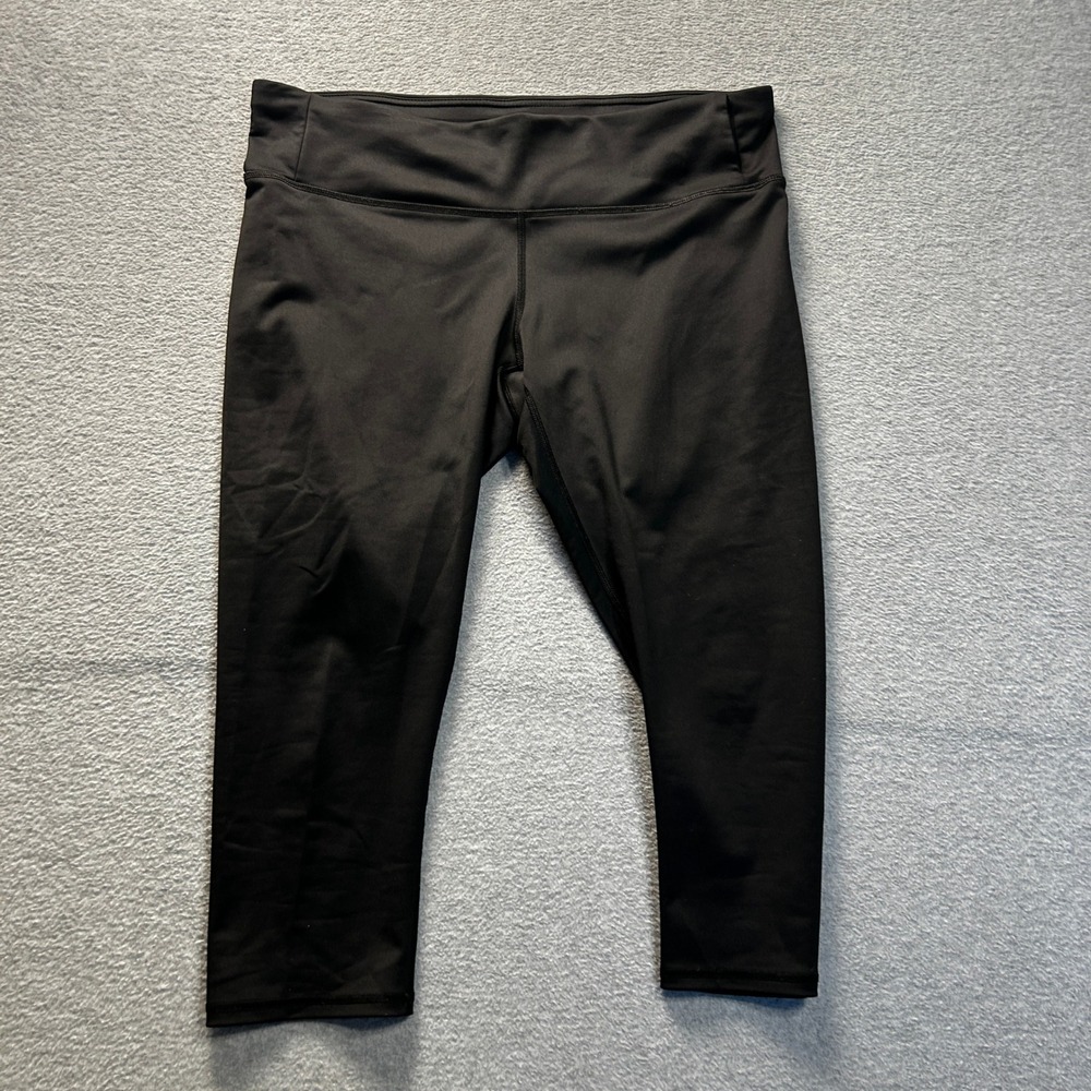 Copper Fit Capri Leggings Womens Large Black Compression Activewear Yoga Pants